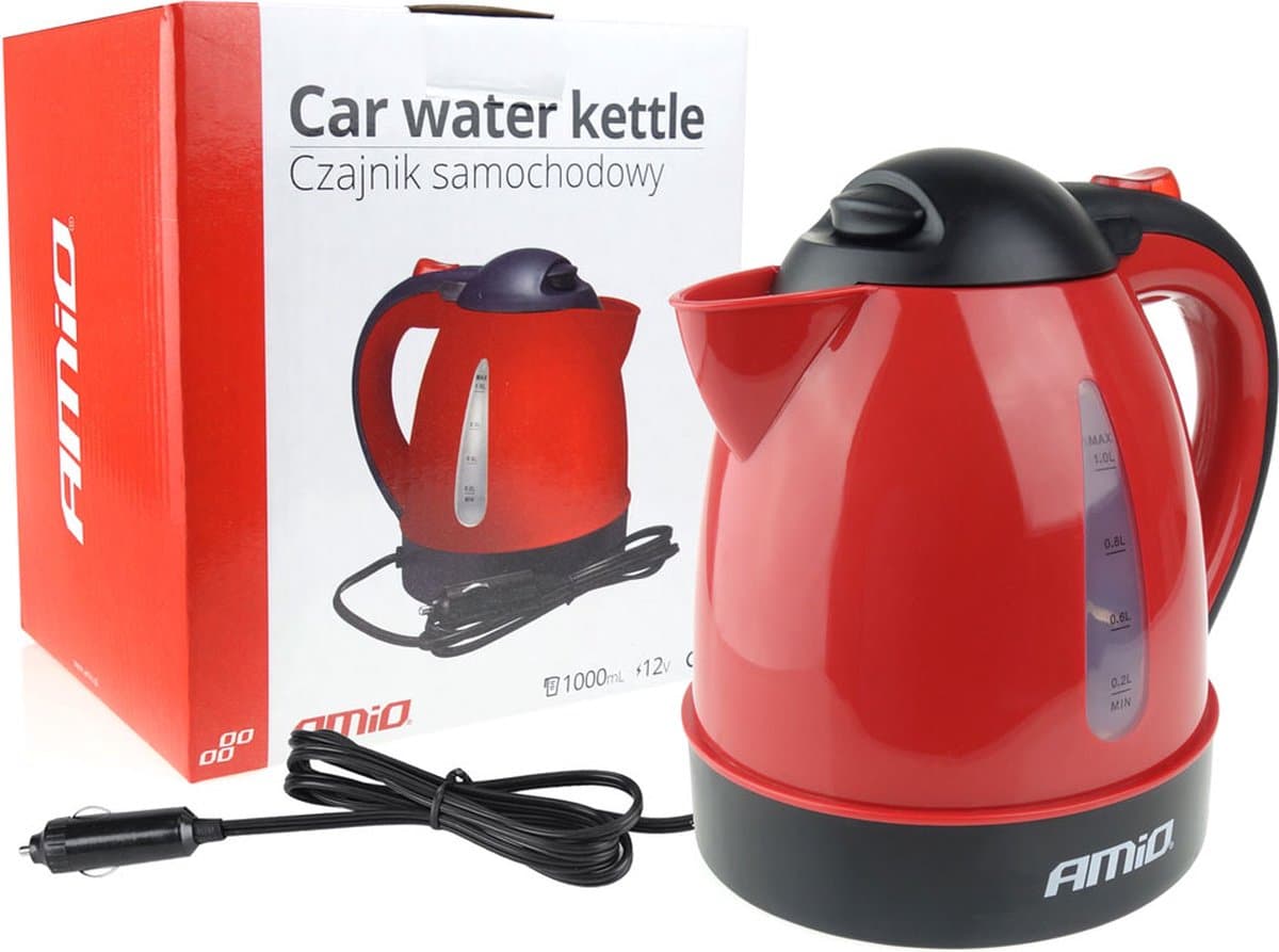 AMiO Waterkoker Auto Koffiezetter Kan (12v/150w) Rood met Autostekker Sigarettenaanstekerplug — afbeelding 1