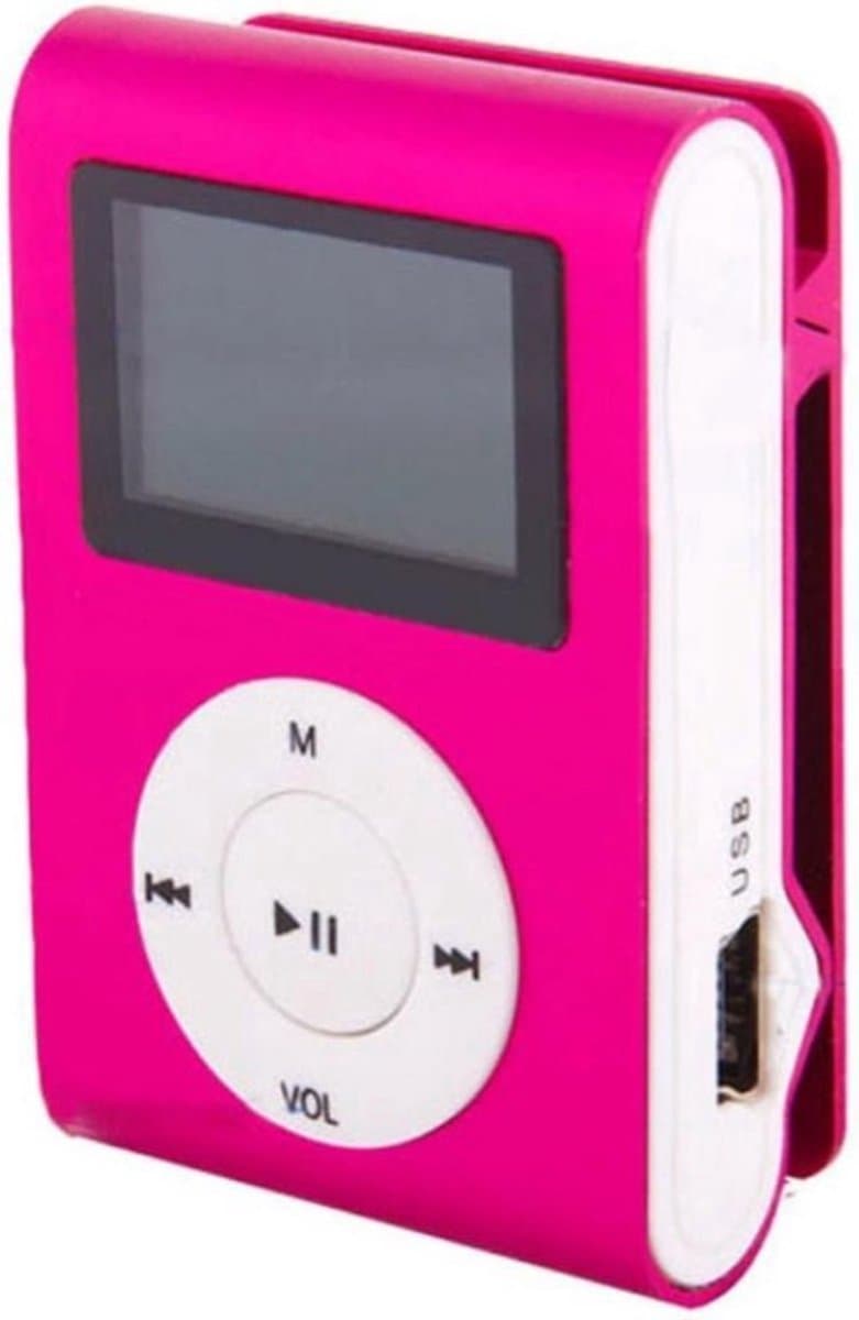 Mini MP3 speler met display - inclusief oordopjes - Roze — afbeelding 1