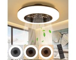 NETTLIFE Plafondventilator met verlichting - zwart - LED 61W - 49.5CM - CCT dimbaar - ventilator met afstandsbediening - moderne - keuken | eetkamer | woonkamer | slaapkamer