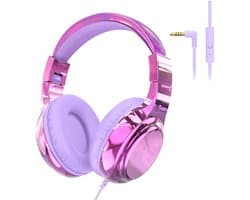 StayPowered Kinderkoptelefoon - Veilig & Comfortabel Luisteren - Volumebegrenzing 85/94 dB - Verstelbaar & Opvouwbaar - Zachte Over-Ear Kussens - Ingebouwde Microfoon - 3.5 mm Aansluiting - Lichtviolet - Levering Sneller dan Aangegeven!