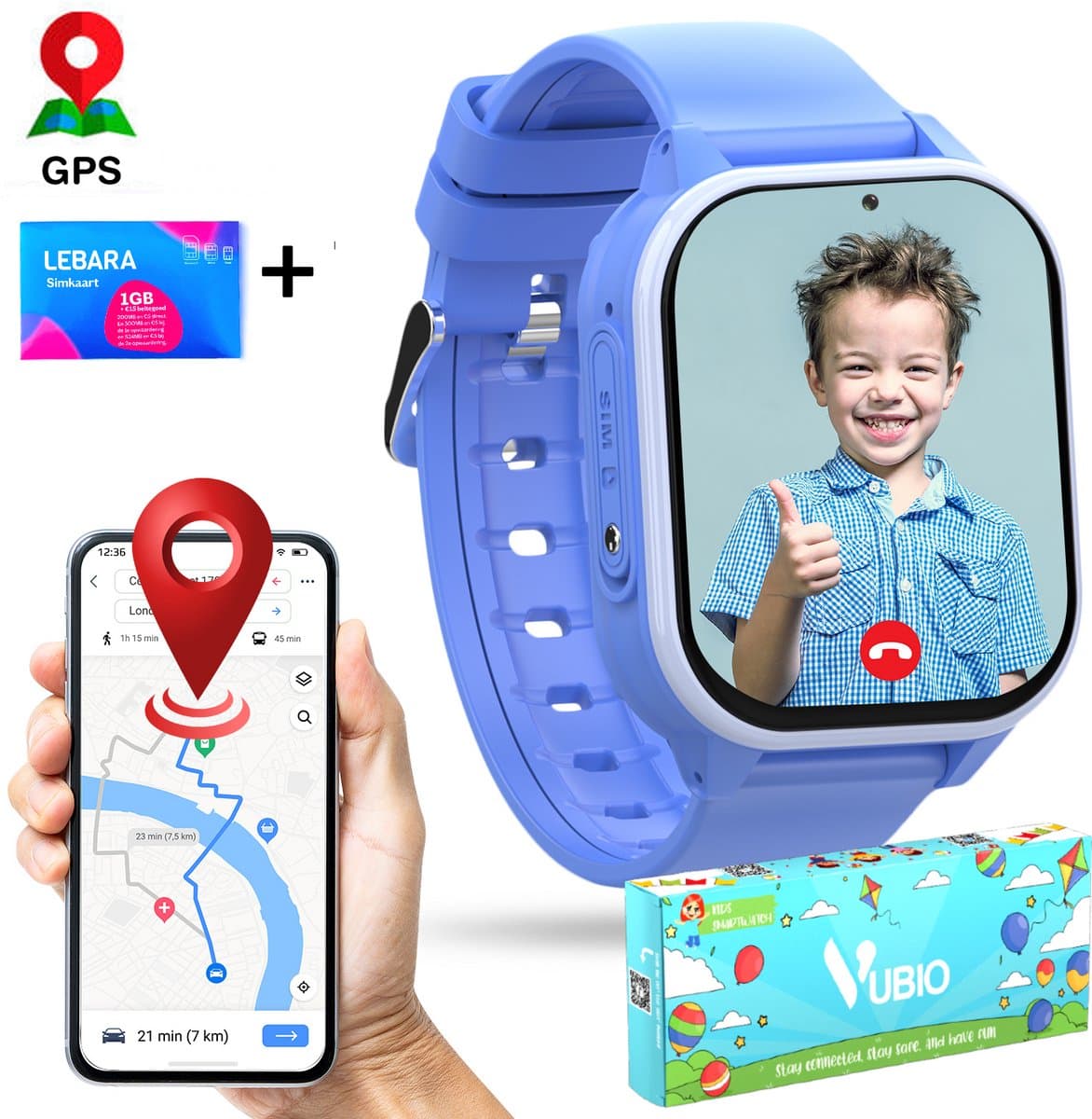 VUBIO Kinder Smartwatch S1 4G Incl. Simkaart - WIFI - GPS - Whatsapp — afbeelding 1