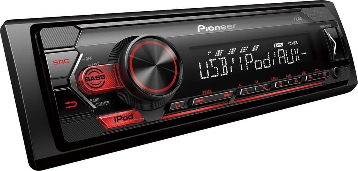 Pioneer MVH-S120UI – 1-DIN autoradio met USB & AUX – 5-bands equalizer – 2 RCA-uitgangen – Mechavrij — afbeelding 1
