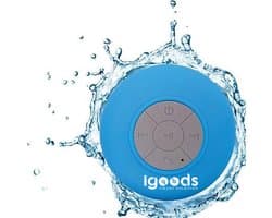 IGOODS Waterdichte Bluetooth Speaker - met Zuignap - Ingebouwde microfoon - Bluetooth 3.0 - Badkamer & Douche Speaker - Blauw