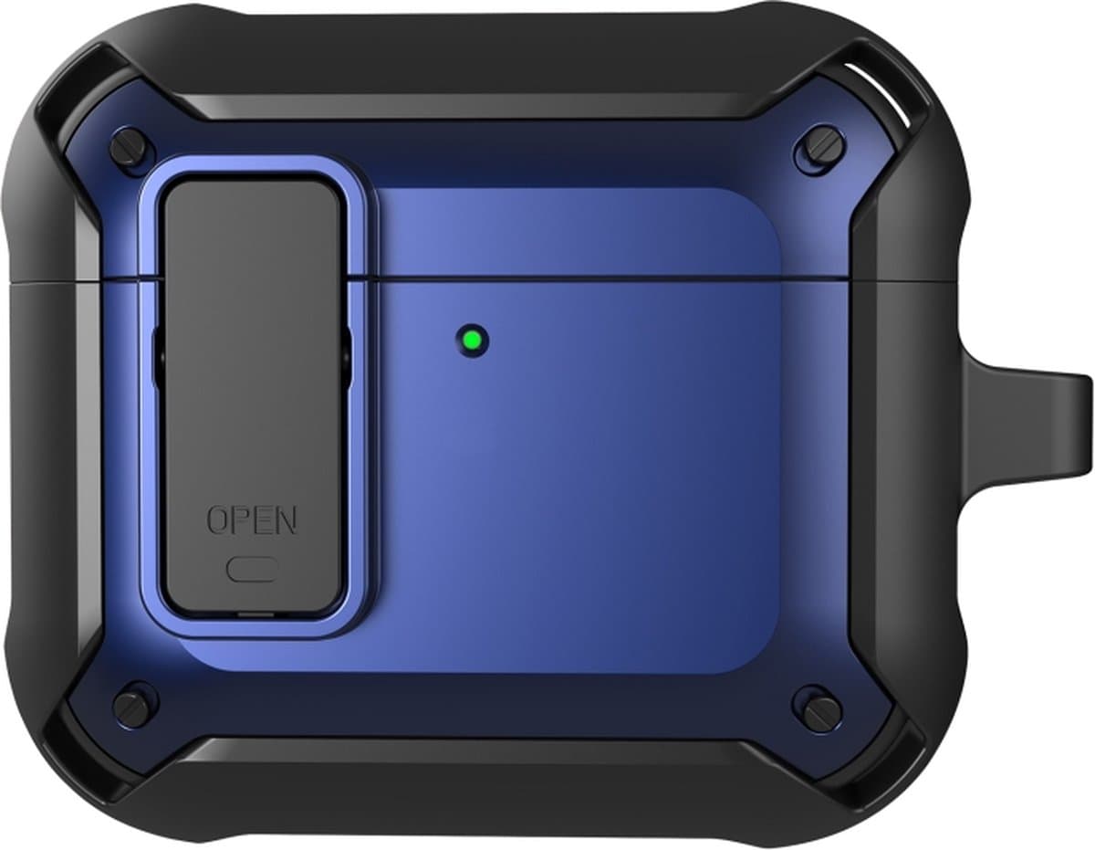 Telestore - Hoesje geschikte voor AirPods 4 - TPU hybride hoesje Beschermhoes - Shockproof AirPods 4 Cover - AirPods 4 Hoesje - Geschikt voor Apple Airpods 4 - blauw - hard en TPU cover met sleutelhanger — afbeelding 1