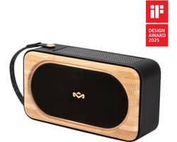 House of Marley Roots Solar Bluetooth speaker - Draadloze Compacte Speaker - Solar Powerbank - Waterproof - 19 uur Batterijduur - Ingebouwde Flesopener - Gemaakt van Duurzame Materialen - Zwart
