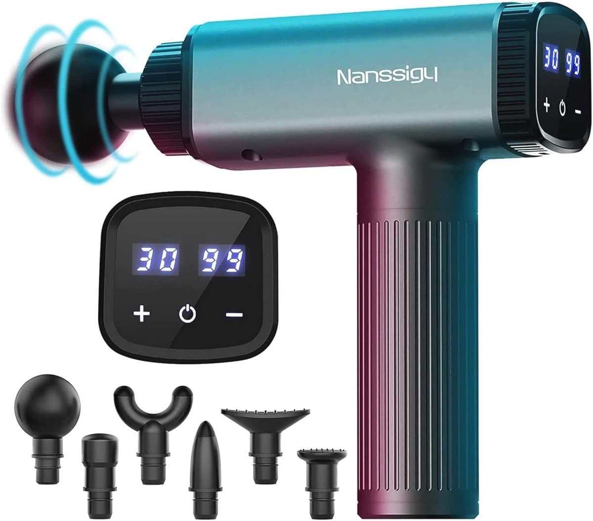 Massagepistool voor spierontspanning - 30 snelheden, LED-display en 6 massagekoppen — afbeelding 1