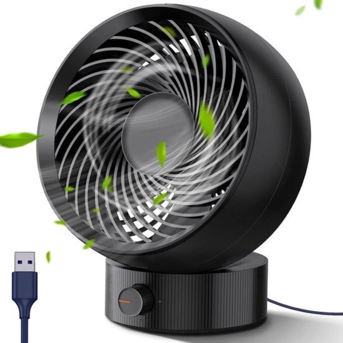 Intelectro Tafelventilator - Compacte Ventilator voor Instant Verfrissing! - Krachtige Luchtstroom - Verstelbare Windrichting - Gemakkelijk Schoonmaken - Compact Formaat - USB Ventilator - Zwart - Levering Sneller dan Aangegeven! — afbeelding 1