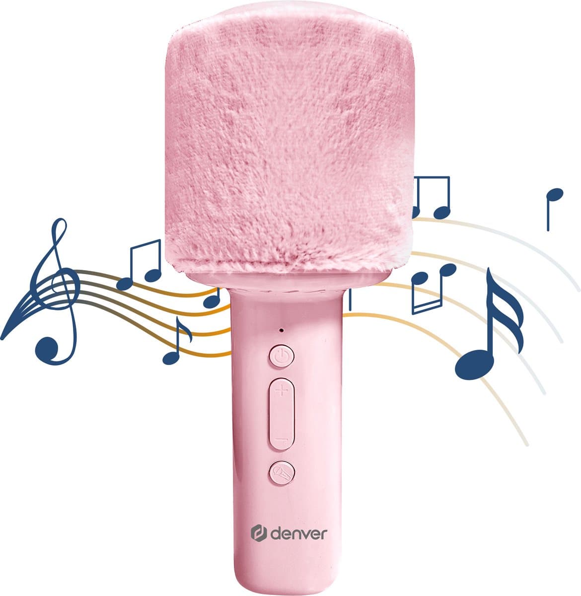 Denver Karaoke Microfoon Bluetooth – Draadloos – Speaker met Fluffy Afwerking – Karaoke Set – AUX - MicroSD – KMS30RO — afbeelding 1