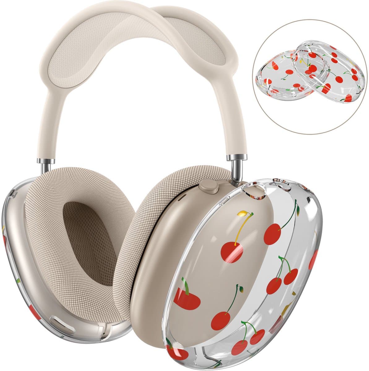 MMOBIEL Beschermhoes voor AirPods Max Hoofdtelefoons – Zachte TPU Oorschelpen Beschermhoes – Anti-Kras Beschermende Cover – Kersen — afbeelding 1