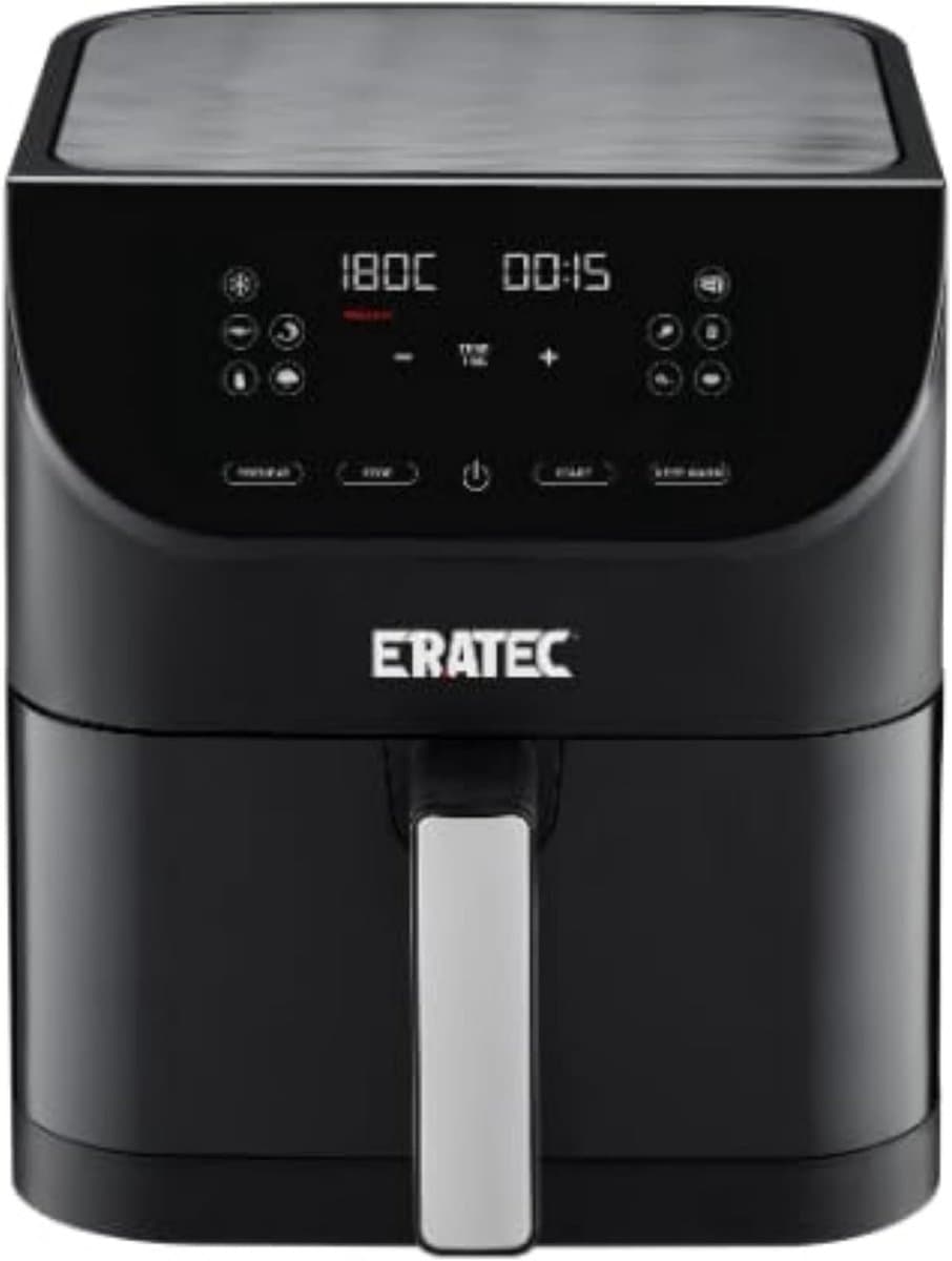Eratec - AF-60 Heteluchtfriteuse, XXL, 5,5 l, 1500 W, zonder olie, heteluchtfriteuse met led-touchscreen-display, 10 vooraf ingestelde programma's en timerfunctie, zwart — afbeelding 1