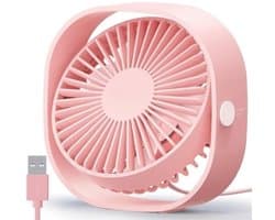 StayPowered Tafelventilator - Krachtige Koeling binnen Handbereik - 3 Snelheden - 360° Draaibaar - USB-Aangedreven - Compact Ontwerp - Stil Gebruik - Roze - Draagbaar - Levering Sneller dan Aangegeven!