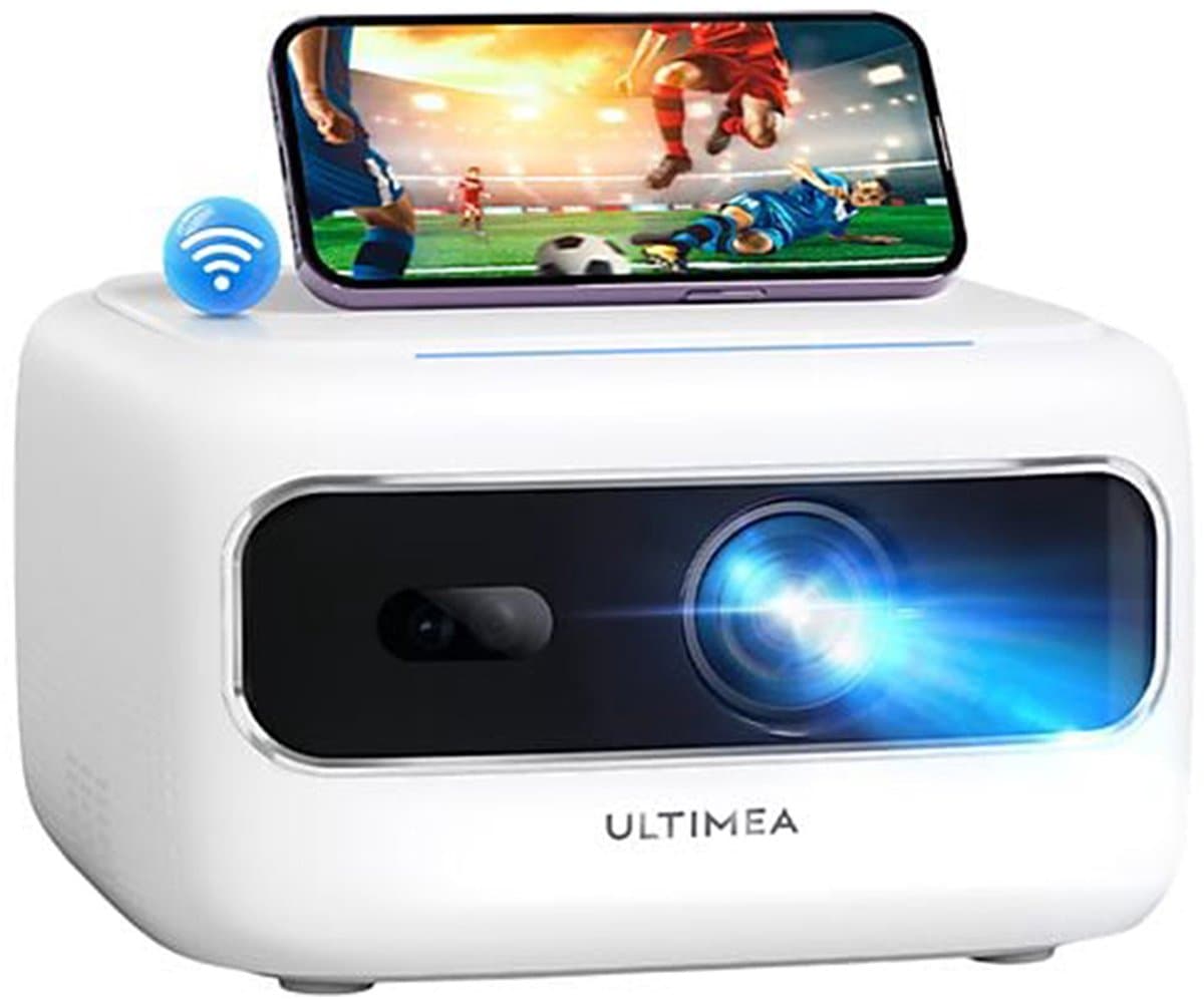 ULTIMEA Mini Beamer Full HD 1080P, 300 Ansi-lumen, Elektrische Focus, 5G+2.4G WiFi Draagbare Projector Wit — afbeelding 1