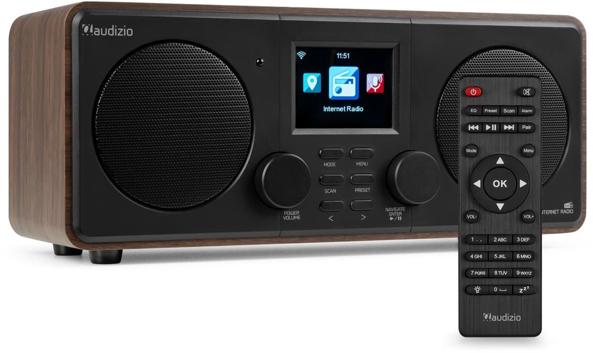 Internetradio - Audizio Foza digitale radio met Bluetooth - DAB radio en FM radio in één - Houtlook — afbeelding 1