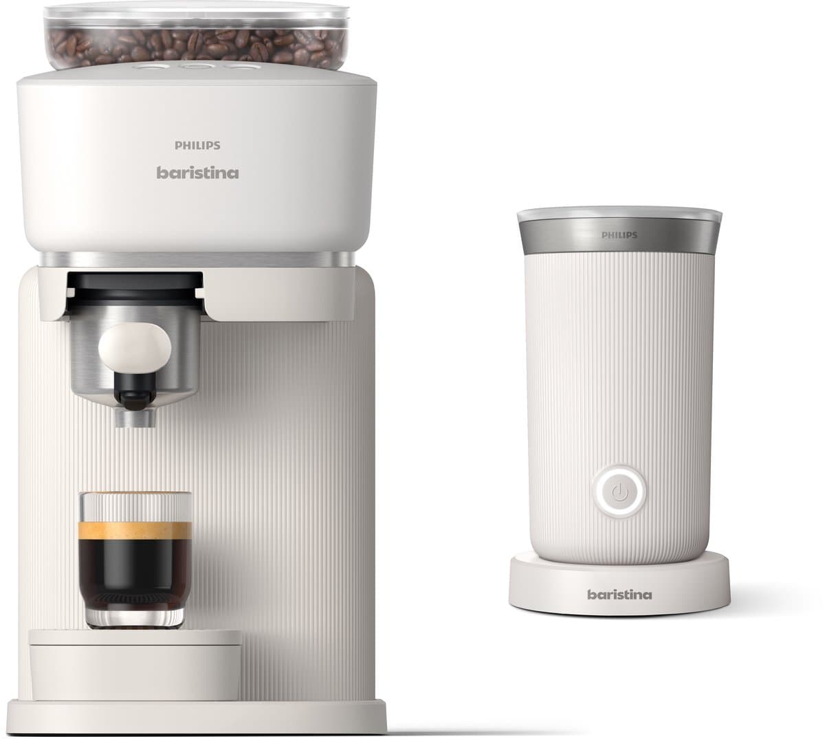 Philips Baristina + Melkopschuimer Bundel - BAR303/00 - Espressomachine - Pistonmachine - Wit — afbeelding 1