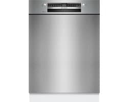 Bosch SMU4EVS08E - Serie 4 - Vaatwasser - Inbouwvaatwasser - Onderbouw - 60 cm - Zeer stil - Opent de deur automatisch voor betere droogresultaten - Geborsteld staal