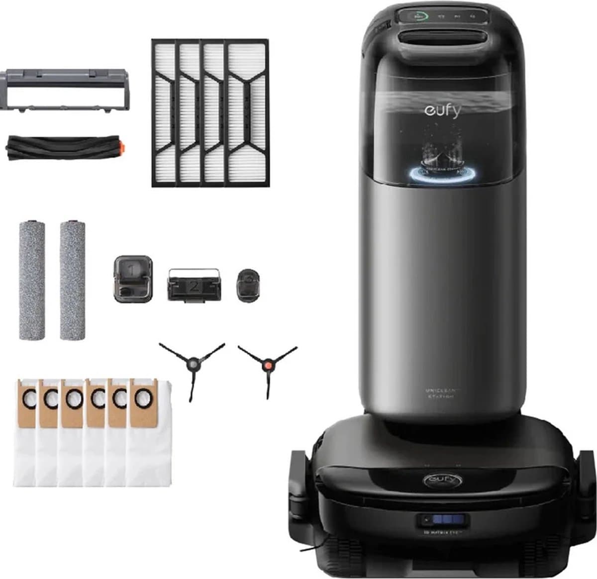 eufy S1 Pro Complete Robotstofzuiger + Vervangingssets All-in-One Station met dweilfunctie - Robot Vacuum -- 8.000 Pa Zuigkracht, Slimme Obstakelvermijding, Multi-Level Mapping, Automatische dweilterugtrekking — afbeelding 1