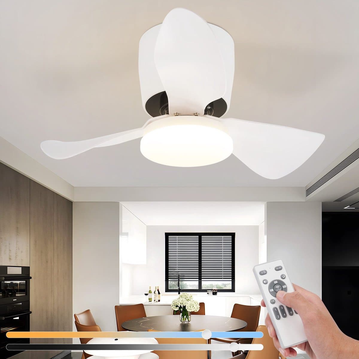 NETTLIFE Plafondventilator met Verlichting - Wit - Dimbaar 3000K-6500K - Still - LED 23W - Plafondlamp met Ventilator en Afstandsbediening - Moderne Woonkamerlamp met Ventilator 70CM - 6 standen - Timer - voor Eetkamer — afbeelding 1