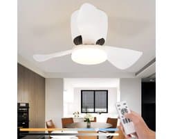 NETTLIFE Plafondventilator met Verlichting - Wit - Dimbaar 3000K-6500K - Still - LED 23W - Plafondlamp met Ventilator en Afstandsbediening - Moderne Woonkamerlamp met Ventilator 70CM - 6 standen - Timer - voor Eetkamer