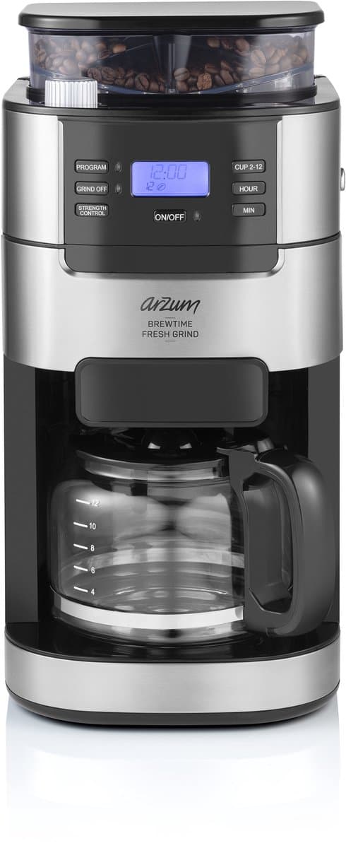 Arzum Brewtime Fresh Grind AR3092-0100 | ZIlver/Zwart - Filterkoffiezetapparaat - Geïntegreerde koffiemolen - 1050W - 1.5 L — afbeelding 1