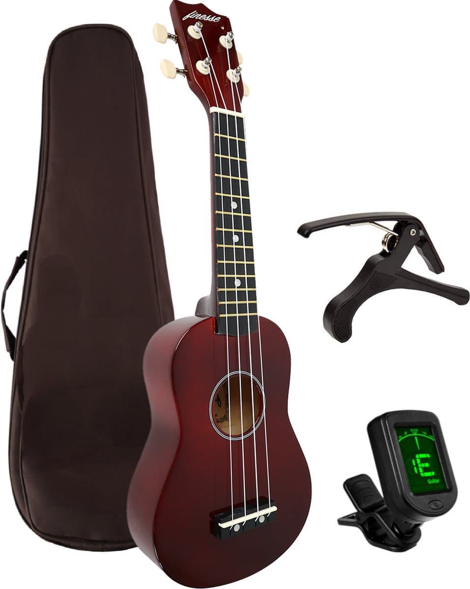 Finesse Ukelele - Starterset - 21" - Ukulele - Kind - Muziekinstrument - Bordeaux — afbeelding 1