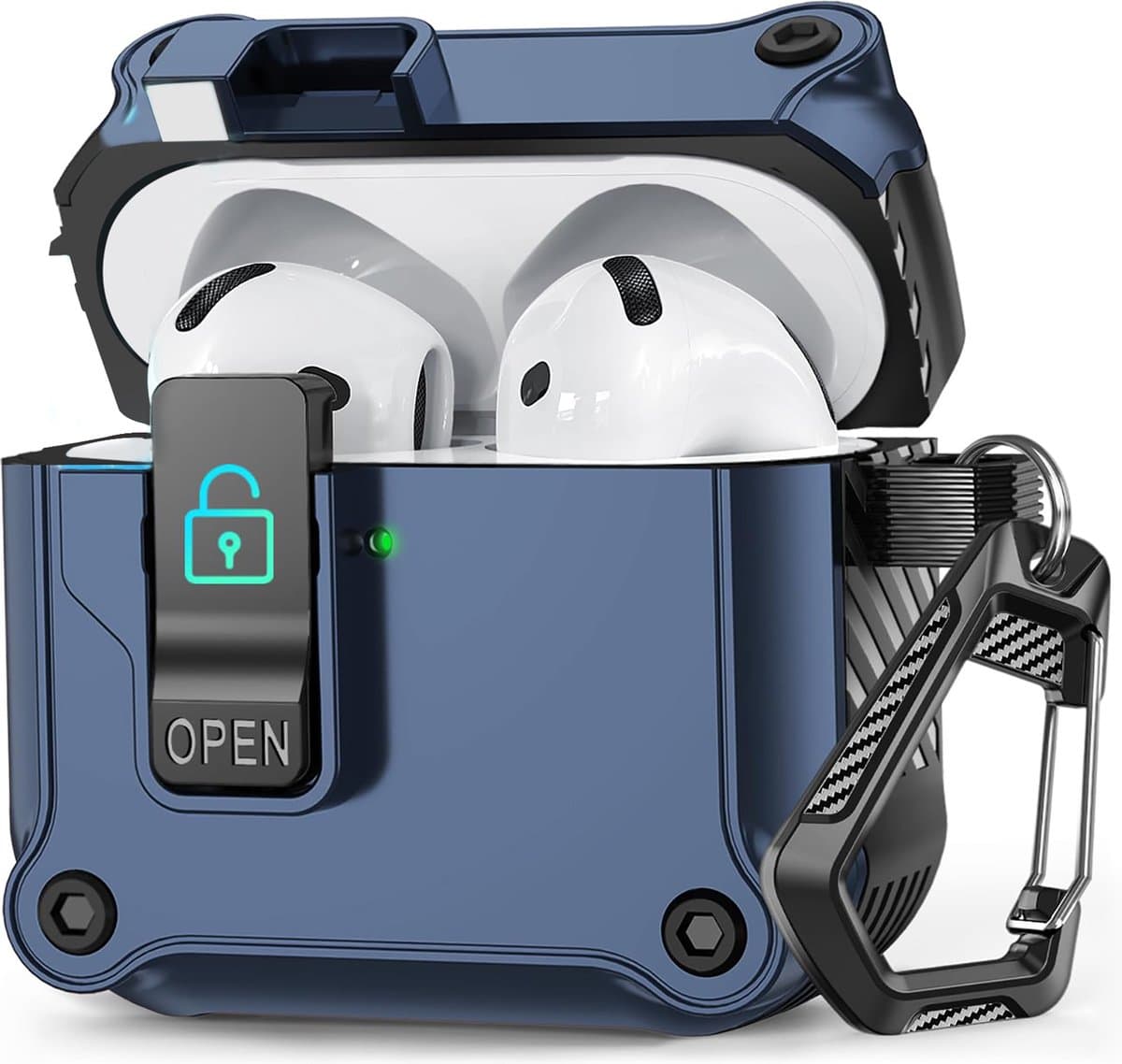 YONO Hoesje geschikt voor Airpods 4 - Case - Lock - Donkerblauw — afbeelding 1