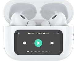 Voltma AirBeats - Draadloze Bluetooth 5.4 Oordopjes met Touch LED Display - Geluidsdempende In-Ear Oortjes met Active Noise Cancelling ANC - Earbuds Draadloos - 40 Uur Accuduur - 2-Uur Opladen - In-Ear Detectie & Touchbediening - Handsfree - Wit