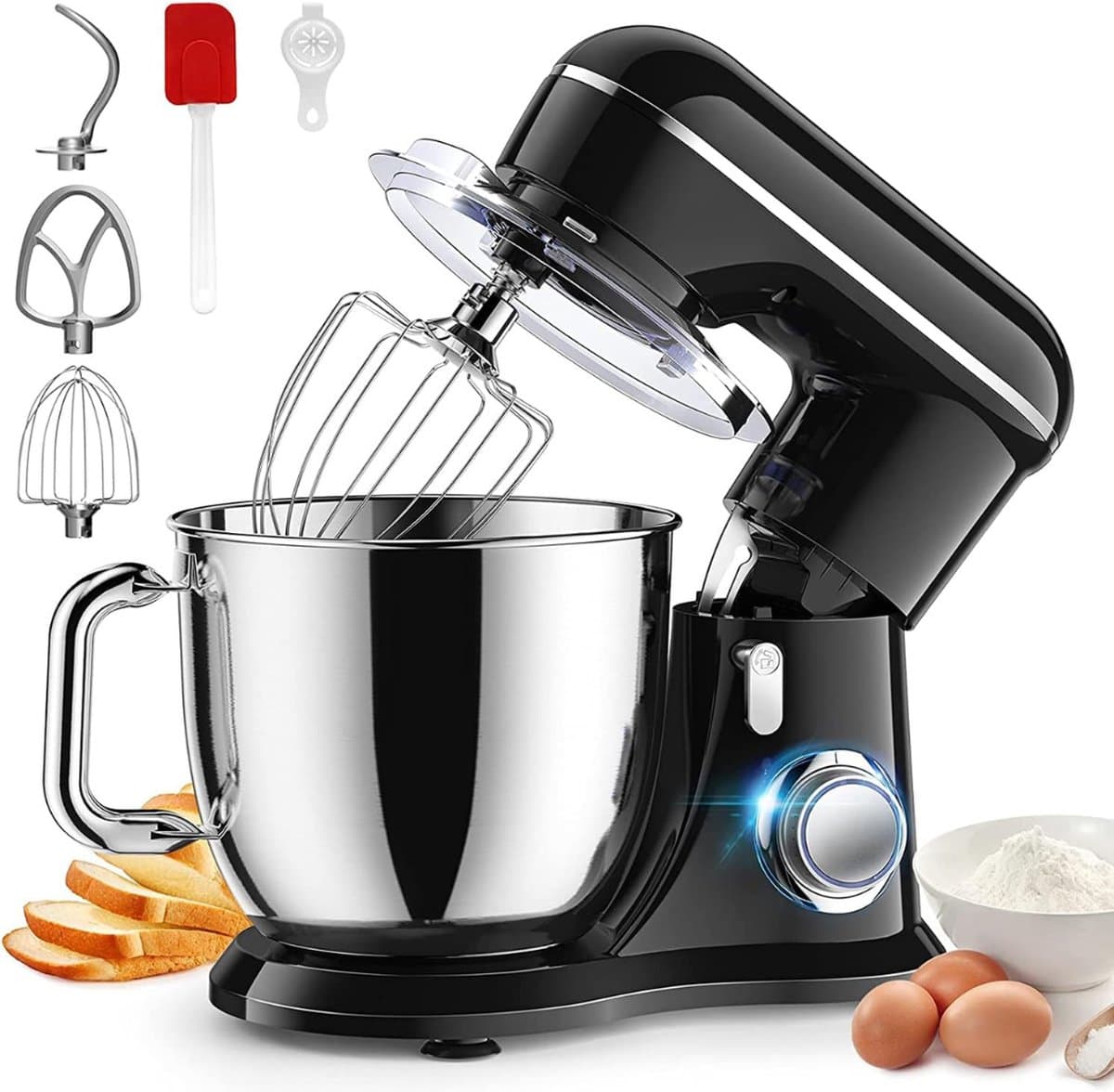 White-Label® Mixer met Mengkom - Keukenmachine - Keukenrobot - Zwart — afbeelding 1