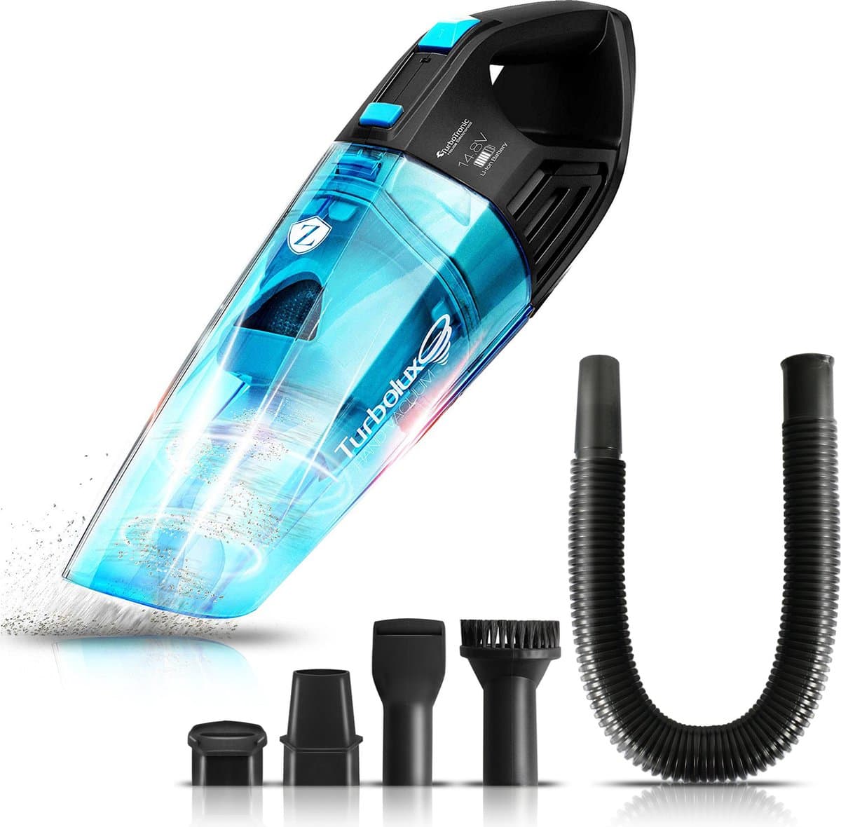 TurboTronic LUX400 Kruimeldief snoerloos - Handstofzuiger - Droog en Nat Kruimelzuiger - Zwart/Blauw — afbeelding 1