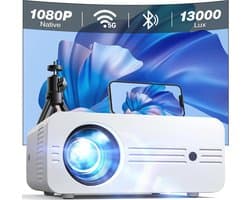 Upgrade Mini Projector Draagbare 5G WiFi Beamer met 13000 Lux, Native 1080P en 4K Ondersteuning – Geniet van Film Avonden Thuis
