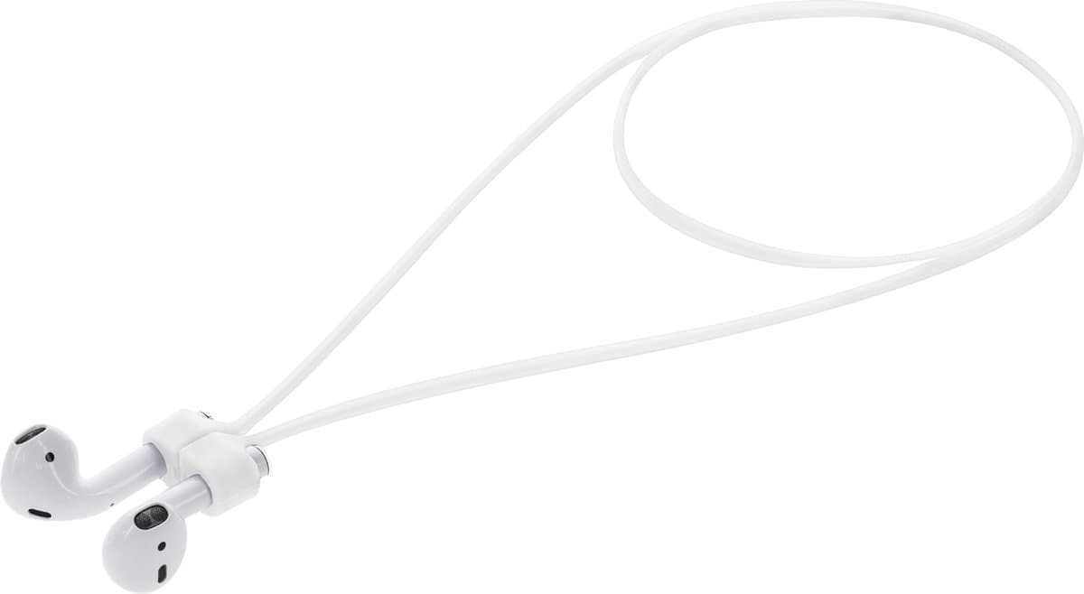kwmobile magnetische band geschikt voor Apple Airpods 1 / 2 / 3 / 4 / Pro 1 / Airpods Pro 2 - Siliconen strap voor draadloze oordopjes - 80 cm lang - In wit — afbeelding 1