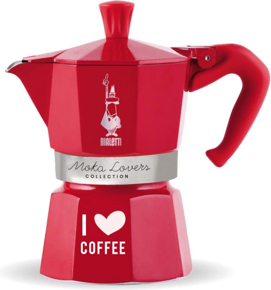 Bialetti Moka Express I Love Coffee - Percolator - Rood - 3 kops - 130ml — afbeelding 1