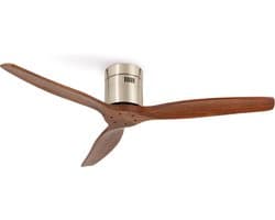 CREATE - Plafondventilator 40W silent Ø132 cm - Met Afstandsbediening - 6 Snelheden - Timer - Zomer/Winter functie - Níkkel - WIND CALM