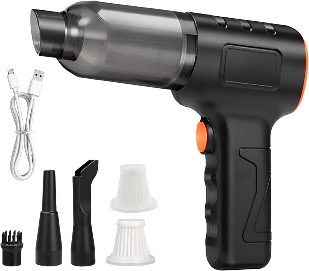 Sander Shop Draadloze handstofzuiger, draadloos, 16000 Pa autostofzuiger, 4-in-1 lichte mini-autostofzuiger, 200 W oplaadbaar, draagbare stofzuiger voor auto, kantoor, thuis, reiniging van dierenharen (zwart) — afbeelding 1