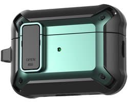 Telestore - Hoesje geschikte voor AirPods Pro 3 - TPU hybride hoesje Beschermhoes - Shockproof AirPods Pro 3 Cover - AirPods Pro 3 Hoesje - Geschikt voor Apple Airpods Pro 3 - groen - hard en TPU cover met sleutelhanger