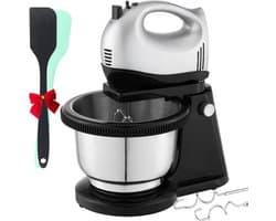 SAVI® Mixer met mengkom - Mixer - Mixer met mengkom keukenmachine - Zilver/Grijs- 24cmx 31cm x 20cm