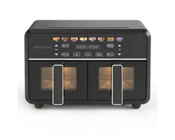 Dubbele Airfryer XXL 11L - PFAS-vrije Heteluchtfriteuse - Infrarood - Dual Zone - 2 x 5.5L - 40–200°C - 8 Kookprogramma's - 2850W - WM-2511 AF - Zwart