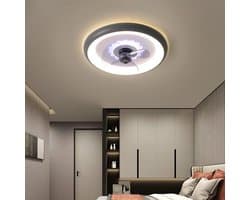 Plafond Ventilator - Lichtarmatuur - Verkoeling en Licht - Dimbaar met Afstandsbediening - 50cm Diameter - Zwart