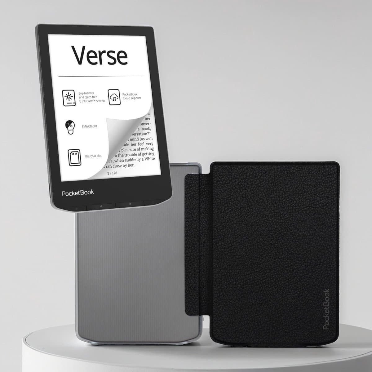 PocketBook Verse e-reader Mist Grey – 6 inch – 8 GB + Transparant Zwart Hoesje – voordeelbundel — afbeelding 1