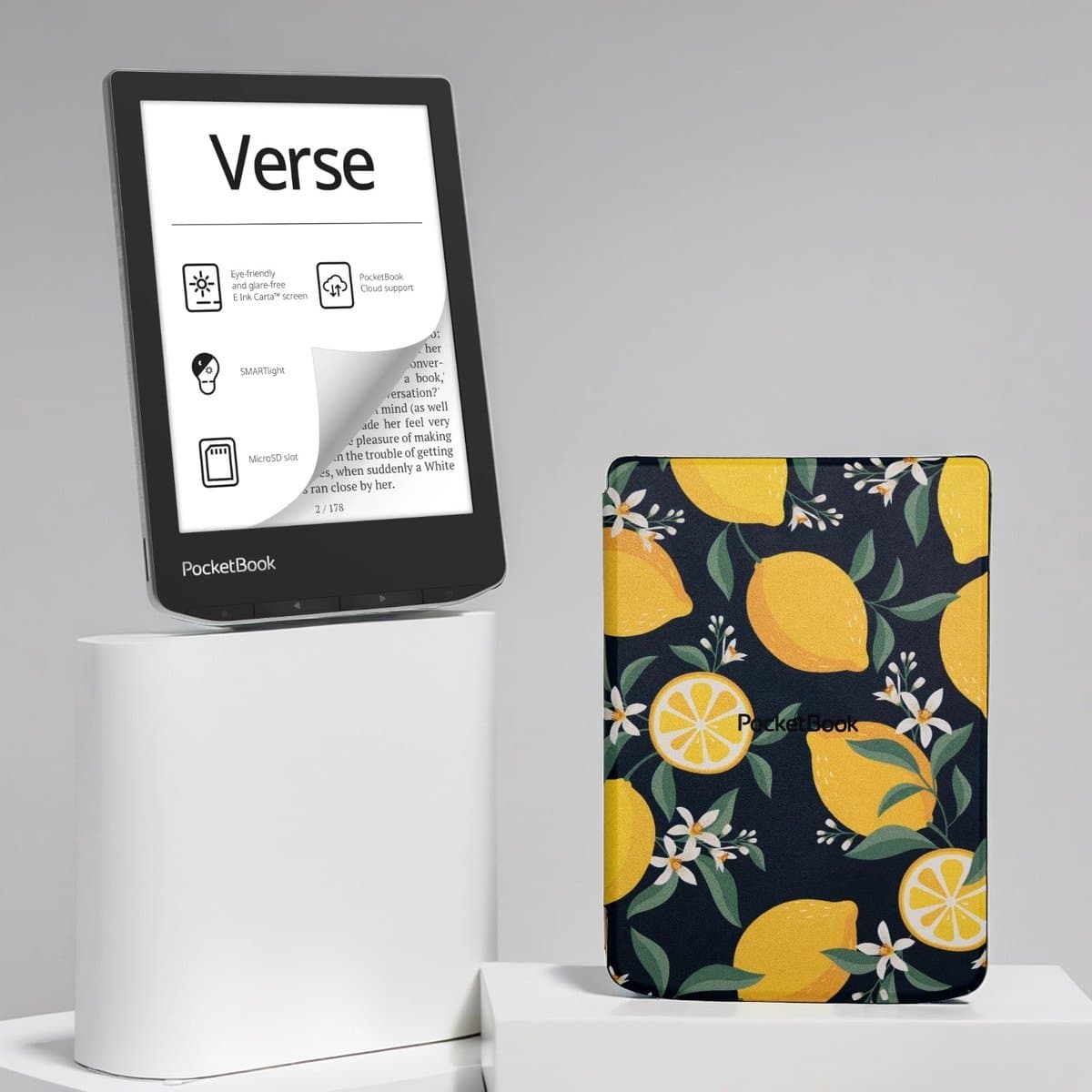 PocketBook Verse e-reader Mist Grey – 6 inch – 8 GB + Citroen / Lemon Print Hoesje – voordeelbundel — afbeelding 1