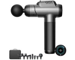 Slimme Fascia Massage Gun - 6 Snelheden & 8 Opzetstukken - Professionele Spierhersteltriller voor Thuis & Sport - Inclusief Opbergtas (Grijs)
