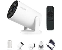 AFINTEK Smart Mini Beamer - Android 11 - 4K Ondersteuning - Netflix & YouTube - Automatische Keystone Correctie - WiFi & Bluetooth - Ingebouwde Chromecast - Wit