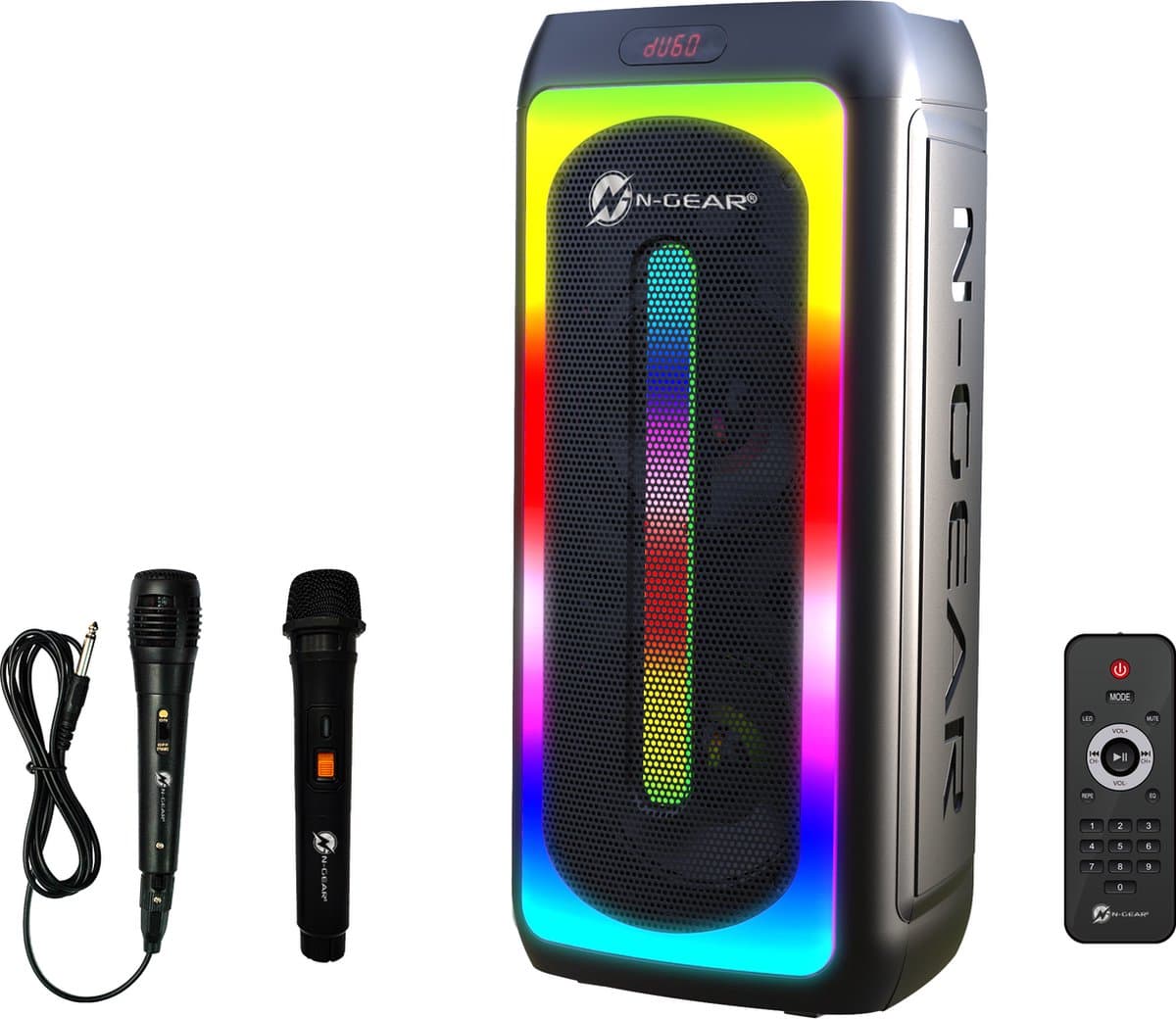 N-GEAR LGP Juke 808 - Bluetooth Speaker - Karaoke Set - Party Box met 2 Microfoons - Zwart — afbeelding 1