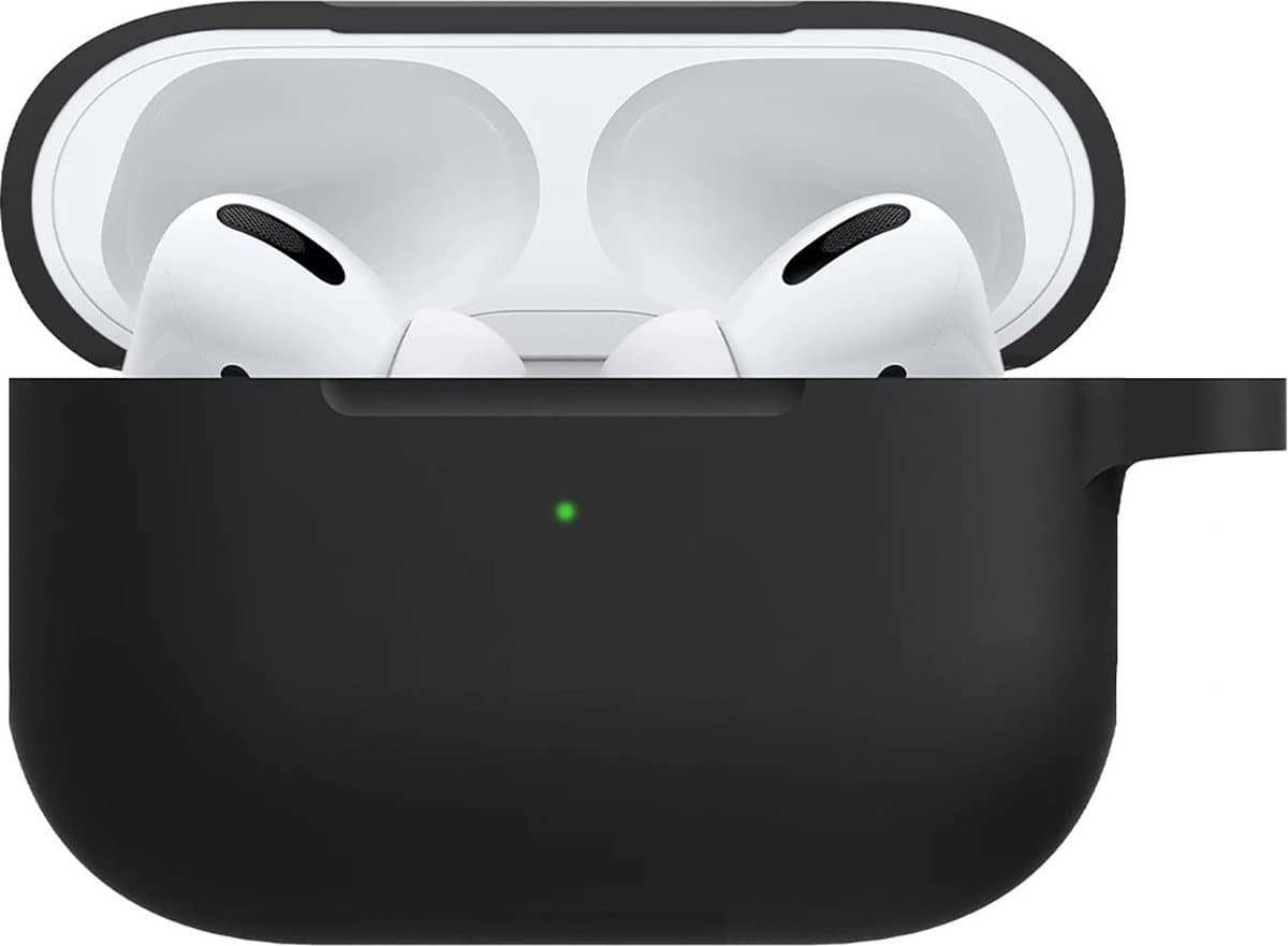 Hoesje - Geschikt voor Apple AirPods Pro 2 - Siliconen Hoes met Clip - Silicone Case Cover - Zwart — afbeelding 1