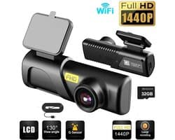 Dashcam - Auto Dashcam 2K - Met Wifi en Bluetooth - Motion Detection - Voice Assist - Nachtzicht - Crash Detection - Parkeerbewakingssensor