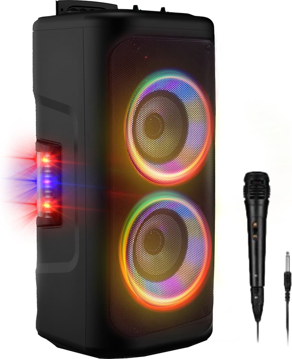 Denver Bluetooth Speaker - Partybox - Discolichten - Incl. Microfoon - Micro SD/USB/AUX - Luidspreker - TSP353 - Zwart — afbeelding 1