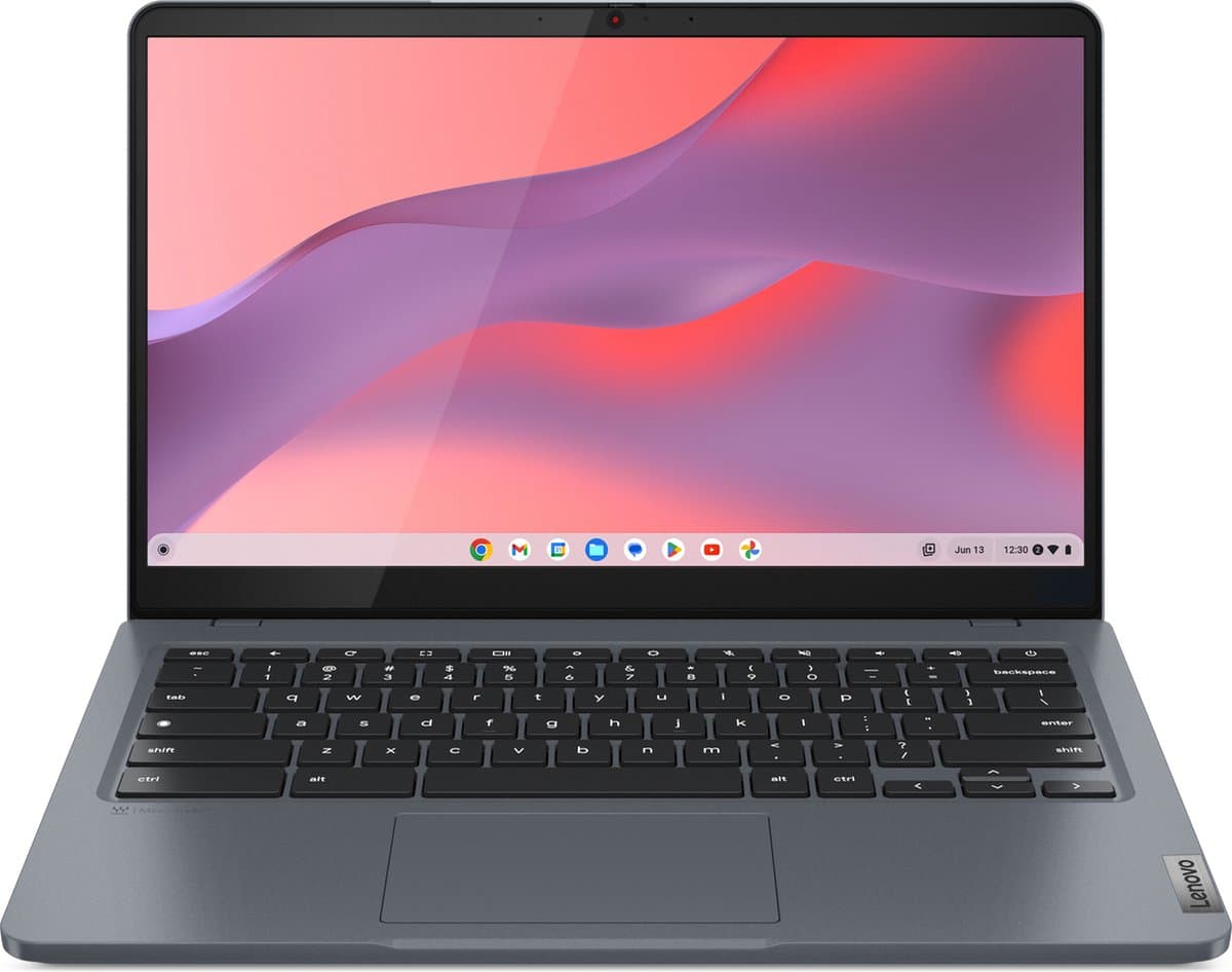 Lenovo IdeaPad IP Slim 3 Chrome 14IAN8 Intel Core i3 N-series i3-N305 Chromebook 35,6 cm (14") Full HD 8 GB LPDDR5-SDRAM 128 GB eMMC Wi-Fi 6E (802.11ax) ChromeOS Engels Grijs — afbeelding 1