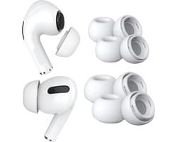 MMOBIEL 4 Paar Vervangende Oordopjes Tips Geschikt voor AirPods Pro Gen 1 & 2 - Antislip Siliconen Oordopjes met Ruisonderdrukkingsgat, Draagbare Opbergdoos en Passen in Oplaadcase – 2x S, 2x M – Wit