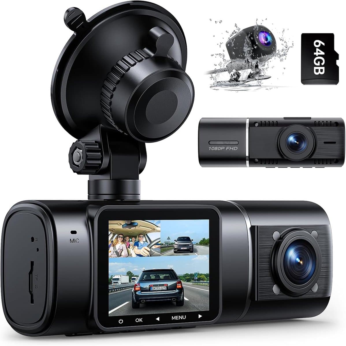 Lexium Dashcam - Daschcams - Auto - Camera - Vooruit - Achteruit - Video - Autobeveiliging - Parkeerbeveiliging - Recording - Dag en Nacht - Schadepreventie — afbeelding 1
