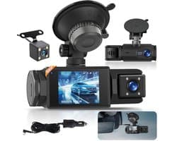 Dash Cam 1080P met 3 Kanalen, WiFi en Nachtzicht - Volledige HD Autobewakingscamera