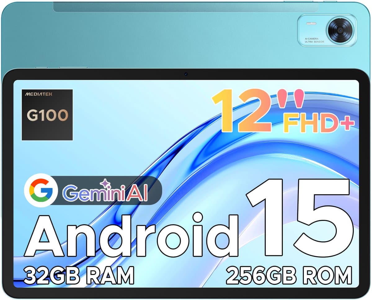 Doogee Tab E3+ -Tablet-Android 15- 12 inch 90Hz FHD+ - 4G LTE-Gemini AI-32GB ROM+256GB ROM(2TB TF)-Helio G100-8800mAh/18W-Vier luidsprekers-Face ID-5G Wi-Fi-A GPS-GPS-Blauw — afbeelding 1